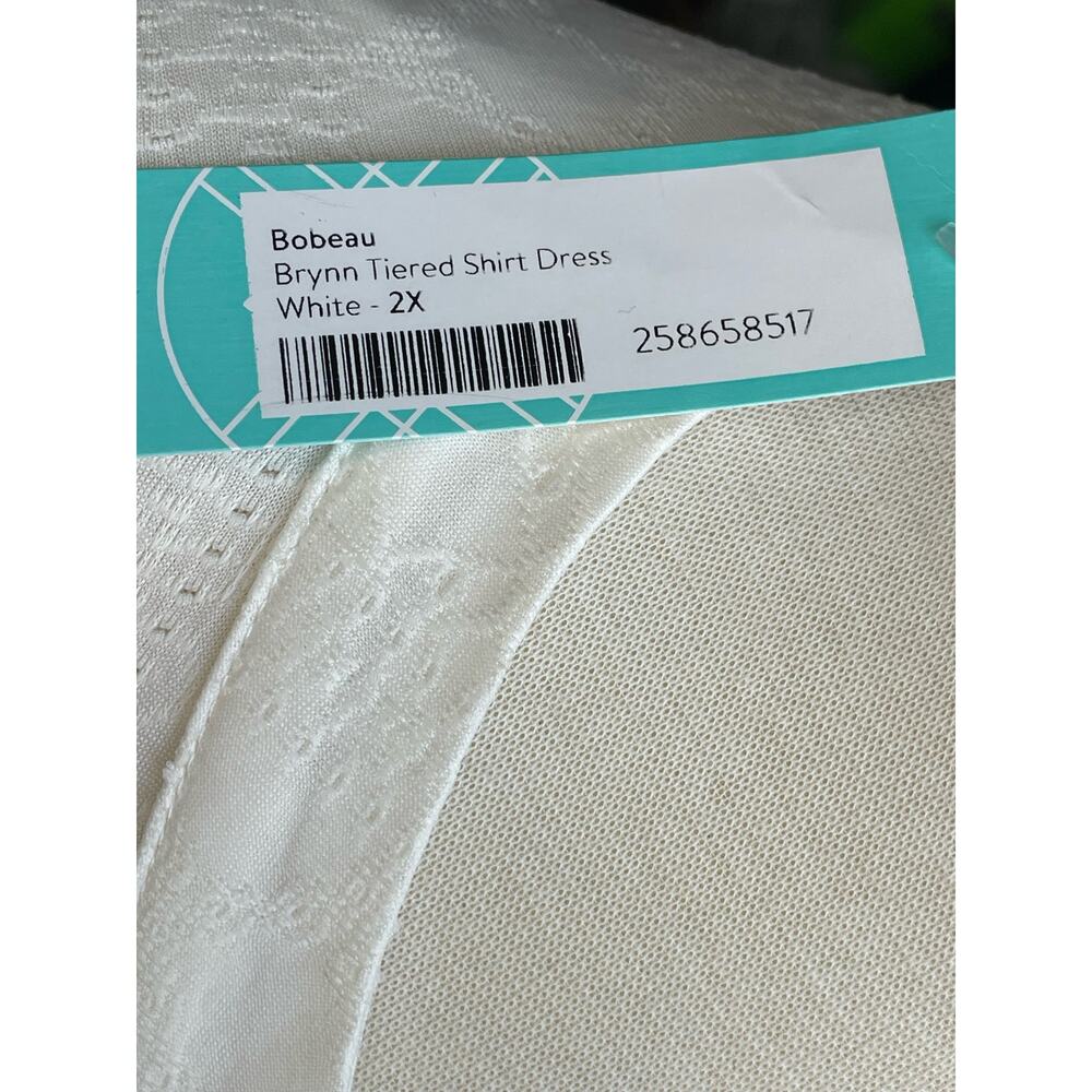 Bobeau Brynn Tiered Shirt Dress Women's Size 2X White Eyelet Short Sleeve New - Picture 11 of 14